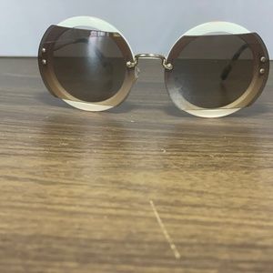 New Miu Miu Oversize Sunglasses White w/Brown 63mm SMU 06SS